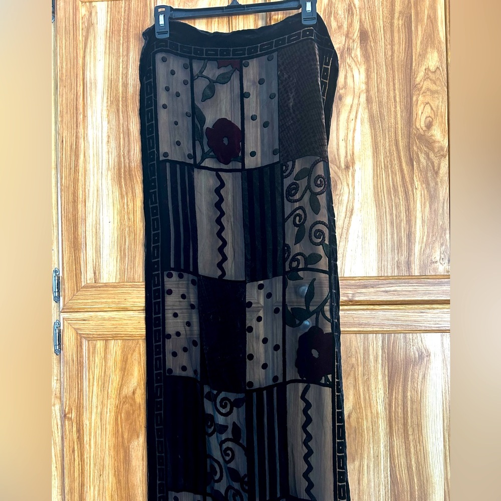 Velvet and sheer rose scarf
